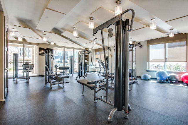 workout area with a healthy amount of sunlight