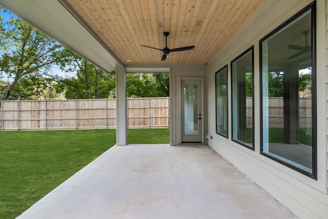 view of patio / terrace with ceiling fan