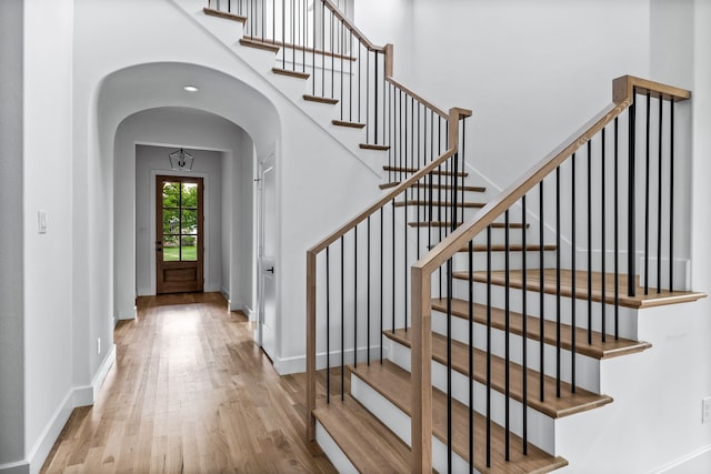 foyer with hardwood / wood-style floors