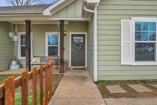 property entrance with a porch