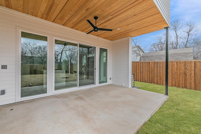 view of patio with ceiling fan