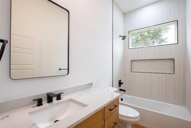 full bathroom with vanity, toilet, and shower / bathing tub combination