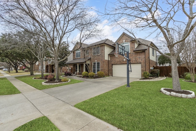 view of front of house featuring a garage and a front yard