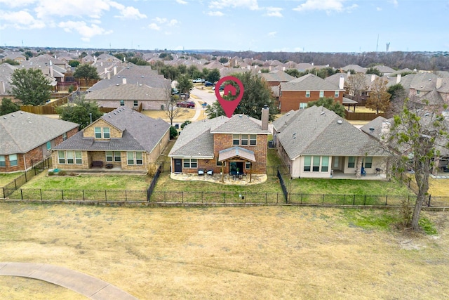 aerial view with a residential view