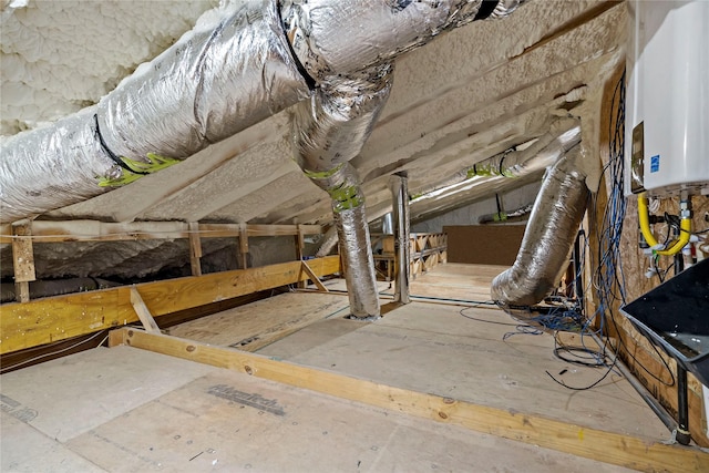 attic with tankless water heater