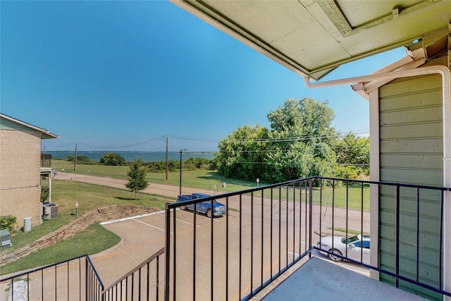 balcony with central AC unit