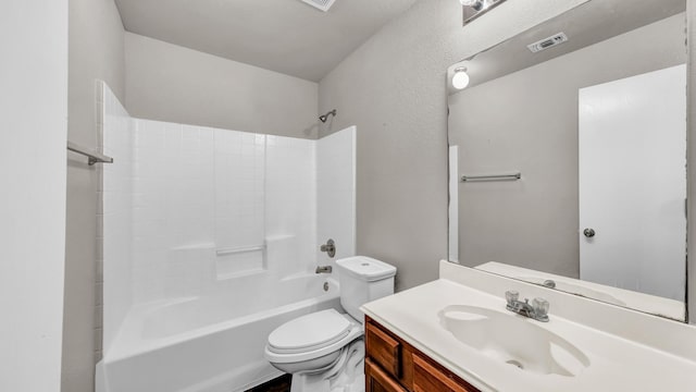 full bathroom featuring vanity, shower / bathing tub combination, and toilet