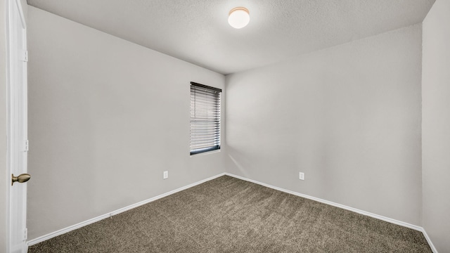 spare room featuring carpet flooring and a textured ceiling