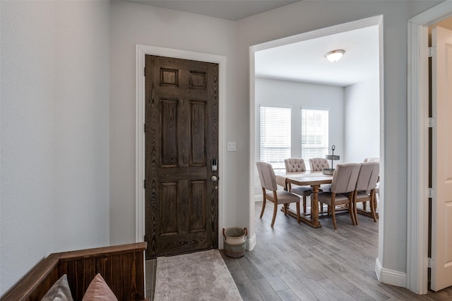 entrance foyer with light wood-type flooring