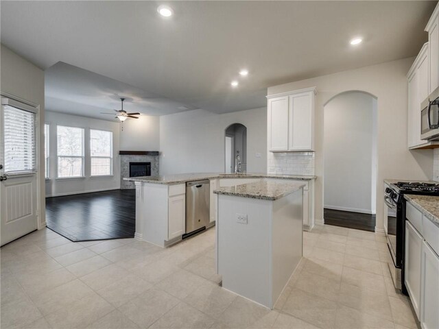 interior space featuring light tile patterned floors