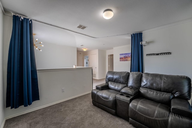 7935 Faithful Trl, Dallas, TX 75237 - living area featuring visible vents, baseboards, and carpet floors