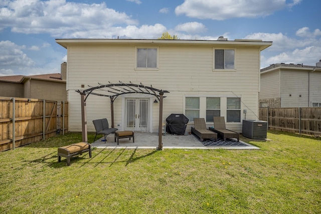 7935 Faithful Trl, Dallas, TX 75237 - rear view of property with french doors, a patio, a lawn, and a pergola