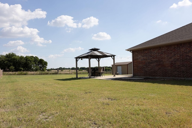 view of yard with a gazebo