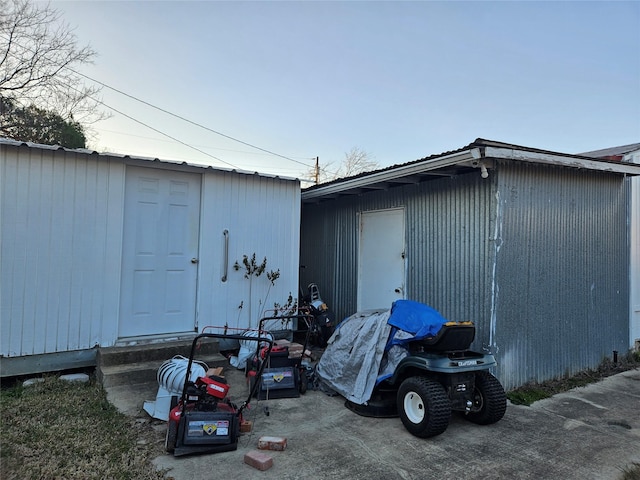 view of outbuilding with an outbuilding and entry steps