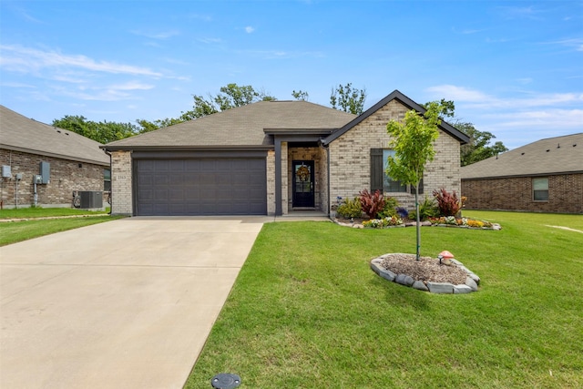 2313 Atlantic Ave, Anna, TX 75409 - ranch-style house featuring cooling unit, a garage, brick siding, and concrete driveway