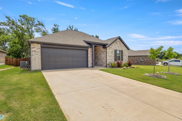 2313 Atlantic Ave, Anna, TX 75409 - ranch-style house featuring brick siding, concrete driveway, an attached garage, and cooling unit