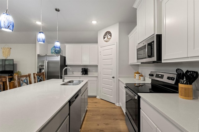 2313 Atlantic Ave, Anna, TX 75409 - kitchen featuring stainless steel appliances, a sink, light wood-type flooring, light countertops, and recessed lighting