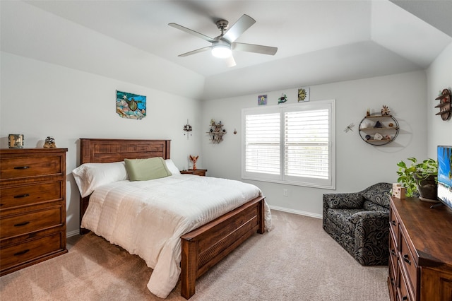 2313 Atlantic Ave, Anna, TX 75409 - bedroom featuring light colored carpet, baseboards, lofted ceiling, and a ceiling fan