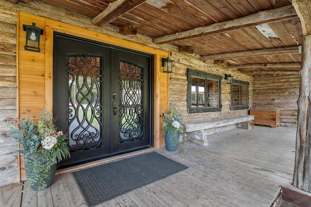 entrance to property with french doors