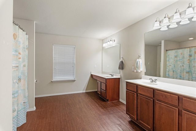 bathroom featuring wood-type flooring and vanity