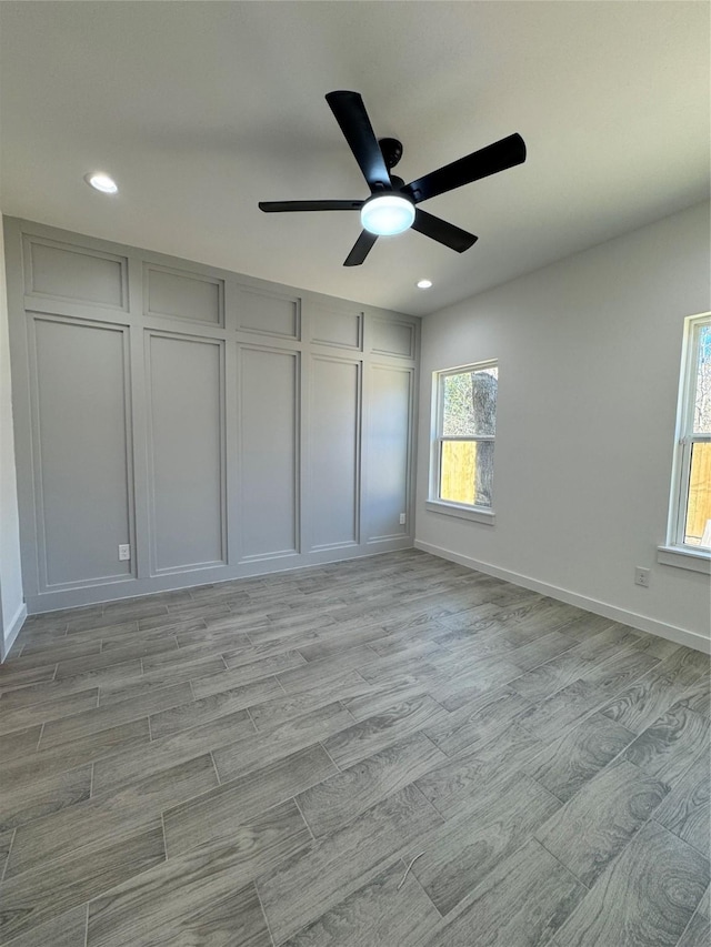 unfurnished bedroom featuring a closet and ceiling fan