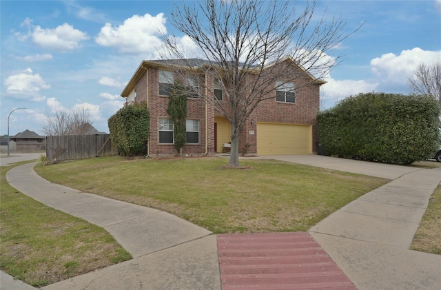 view of front of house featuring a garage and a front lawn