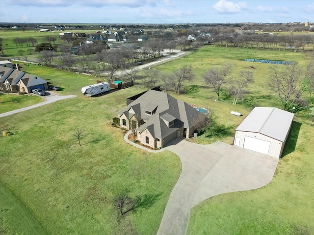 aerial view with a rural view