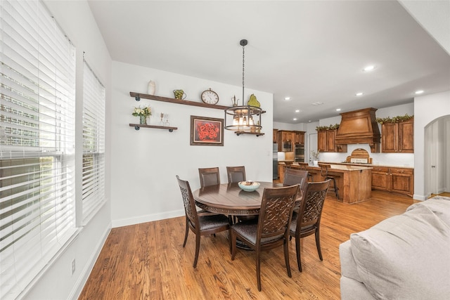 dining room featuring light hardwood / wood-style flooring