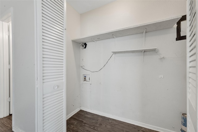 laundry area featuring washer hookup and dark hardwood / wood-style floors