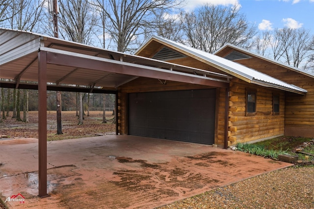 exterior space featuring a carport