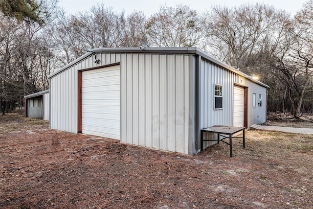 exterior space featuring a garage