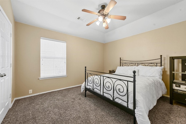 bedroom with carpet floors and ceiling fan