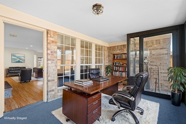 office with carpet floors