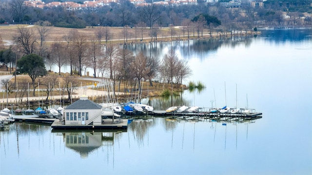 dock area featuring a water view