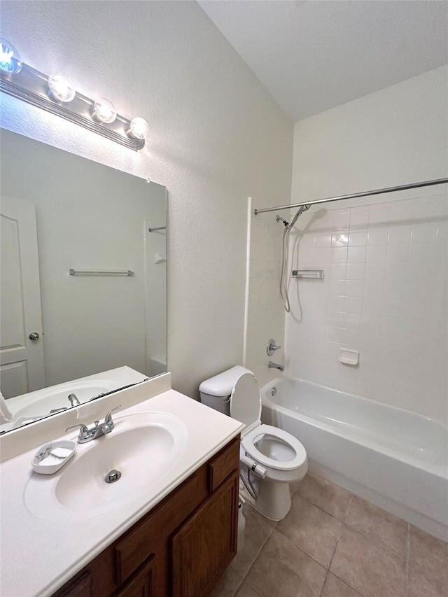 5420 Centeridge Ln, Mckinney, TX 75071 - bathroom with tile patterned floors, toilet, vanity, and bathing tub / shower combination