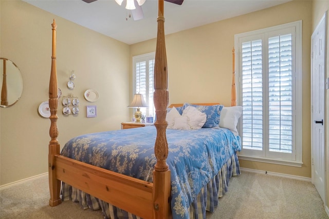 bedroom with carpet floors and ceiling fan