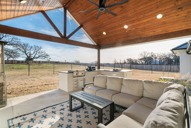 1252 Harmony Cir, Weatherford, TX 76087 - view of patio / terrace featuring area for grilling, outdoor lounge area, a fenced backyard, and a grill