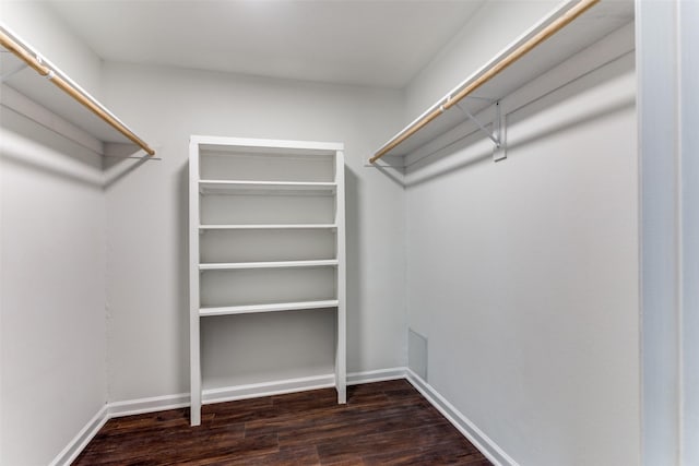 walk in closet featuring dark hardwood / wood-style flooring