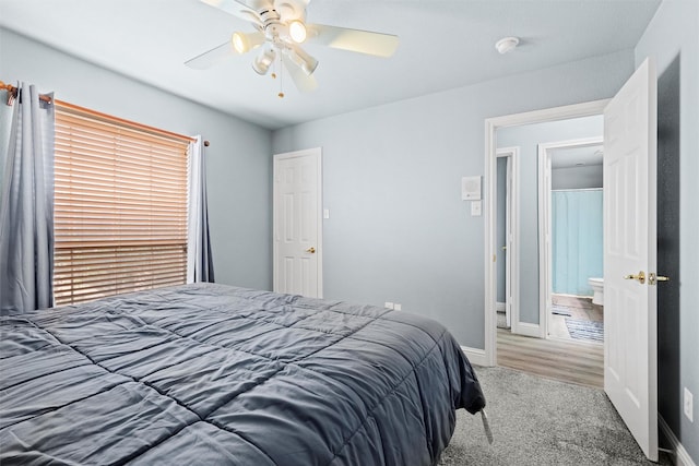 bedroom with carpet floors and ceiling fan