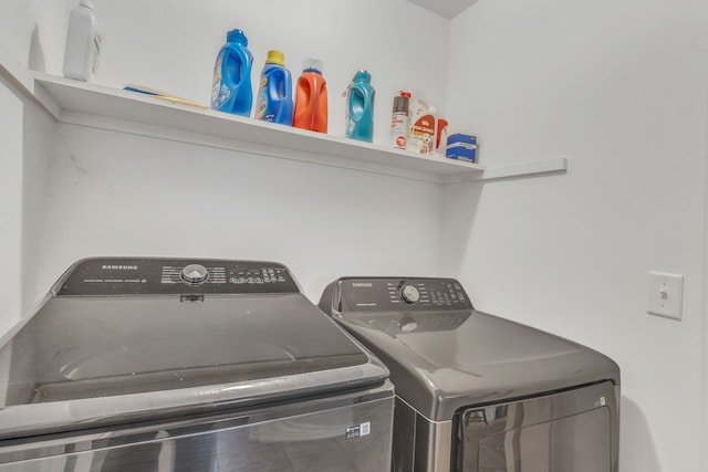 laundry room featuring washer and dryer