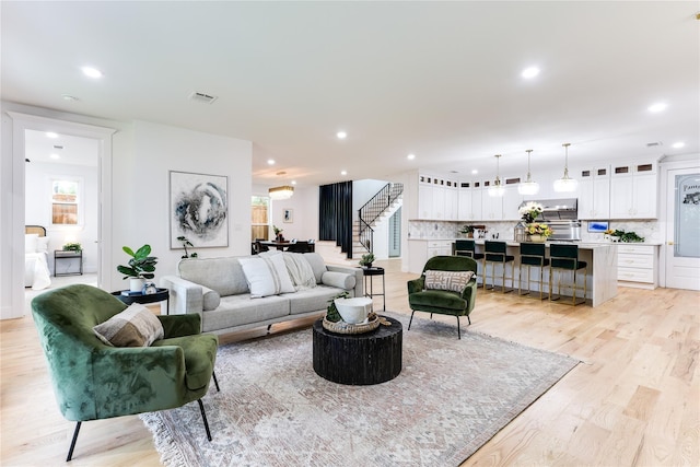 living room featuring light hardwood / wood-style flooring