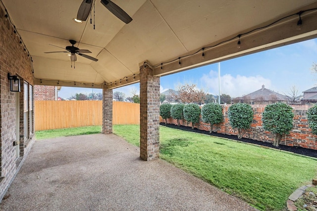 view of patio / terrace with ceiling fan