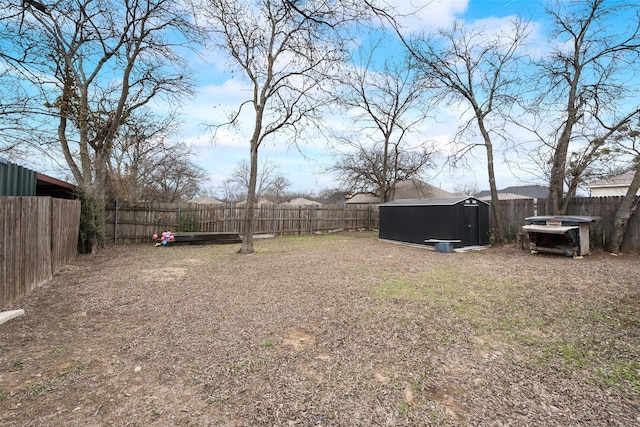 view of yard with a shed