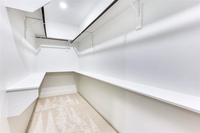 spacious closet with light colored carpet