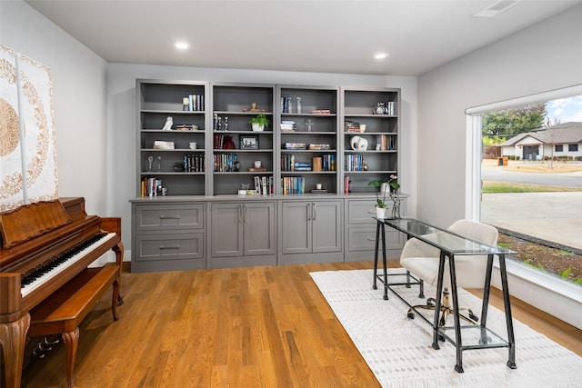 office area featuring plenty of natural light and light hardwood / wood-style flooring