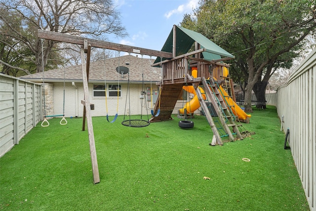 view of play area featuring a yard