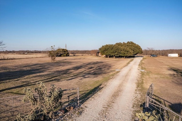 view of road with a rural view