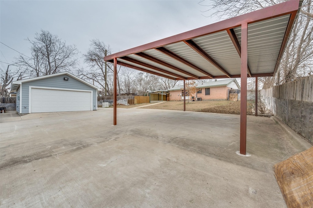 garage with a carport