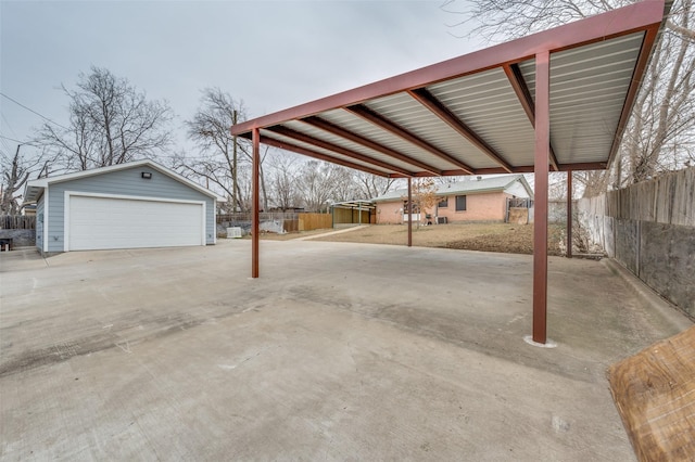 garage with a carport