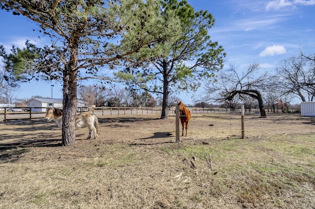 view of yard with a rural view